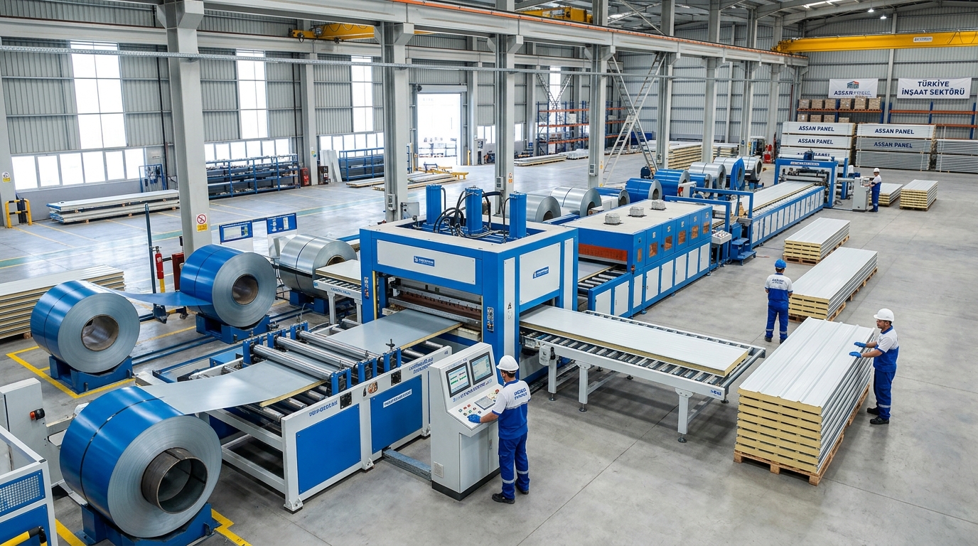 Pres panel üretim hattı ve sandwich panel yapısı